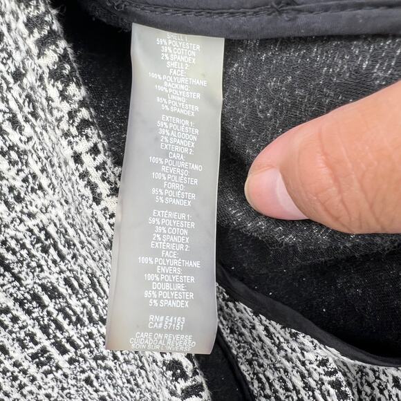 Karl Lagerfeld Paris Womens 0 Tweed Faux Leather Trim One-Button Blazer Black - Picture 11 of 12